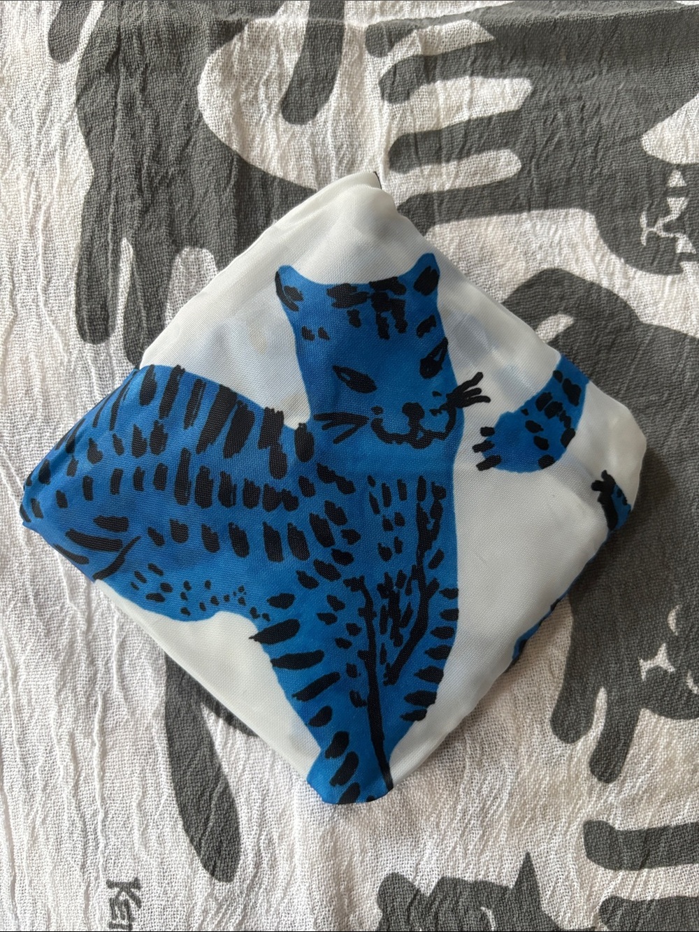 😸IKEA NWT SKYNKE Crazy Blue Cat reusable tote swirling blue felines Warhol-style